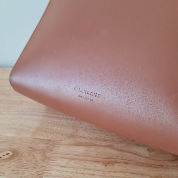 Everlane The Form Bag Cognac Brown Leather Shoulder Handbag Tote Structured - Picture 10 of 10
